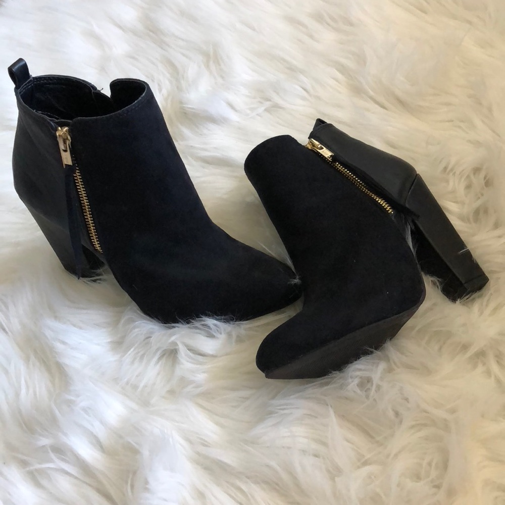 Ankle booties with blocky heel